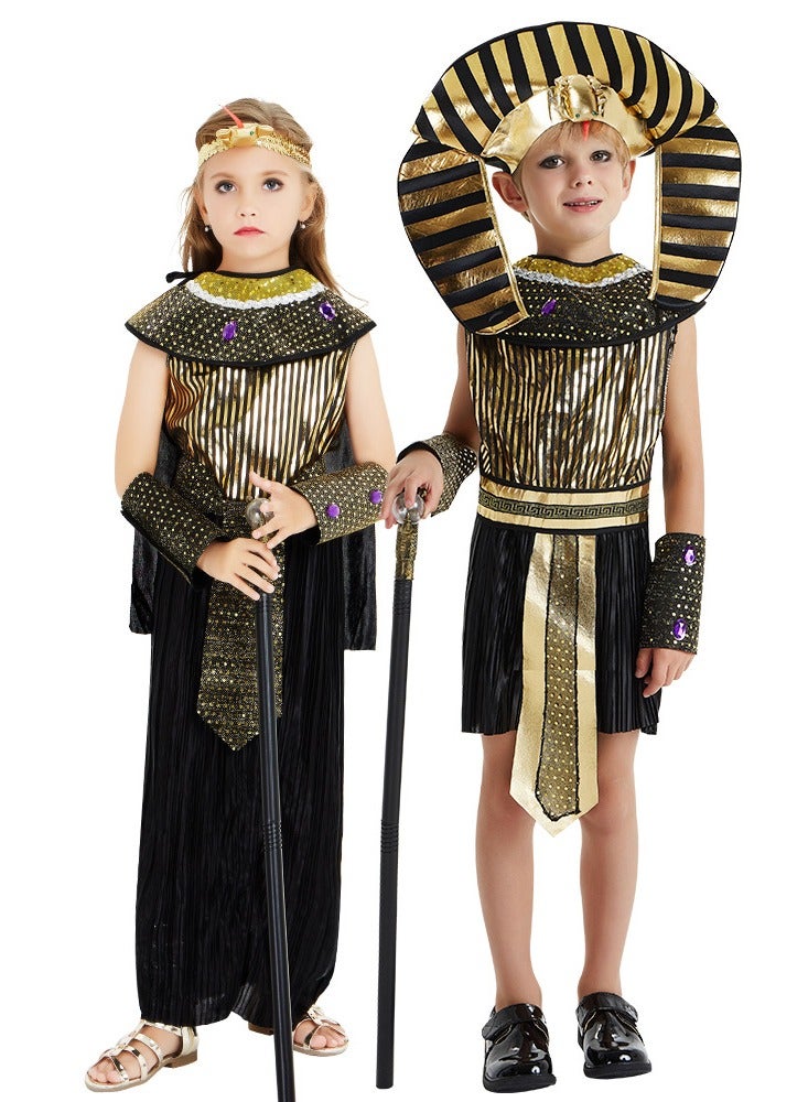 Al Aoyama Children's Egyptian king Cosplay boy Stage Performance Black Suit Costume