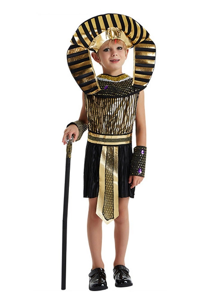 Al Aoyama Children's Egyptian king Cosplay boy Stage Performance Black Suit Costume