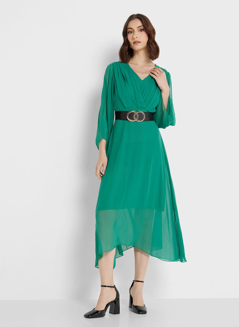 Slit Sleeve A-Line Dress