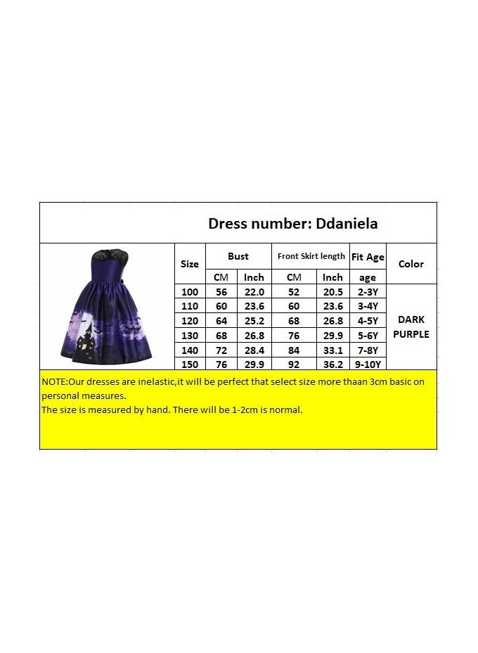 Halloween Printed Sleeveless Dress - Dark Purple