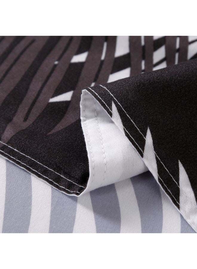 4-Piece Luxury Jacquard Duvet Cover Set Polyester Black/White