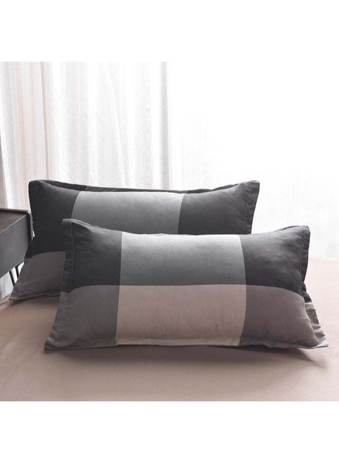 4-Piece European Style Checked Printed Duvet Cover Set polyester Black/Beige/Grey Single