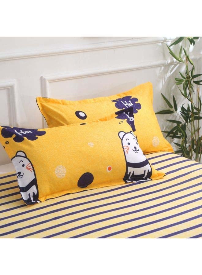 4-Piece European Style Printed Duvet Cover Set Polyester Yellow/Black/White