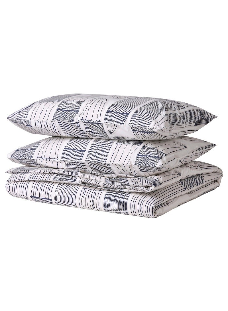 Bergkorsoert Duvet Cover And 2 Pillowcases White Grey 240X220/50X80 Cm