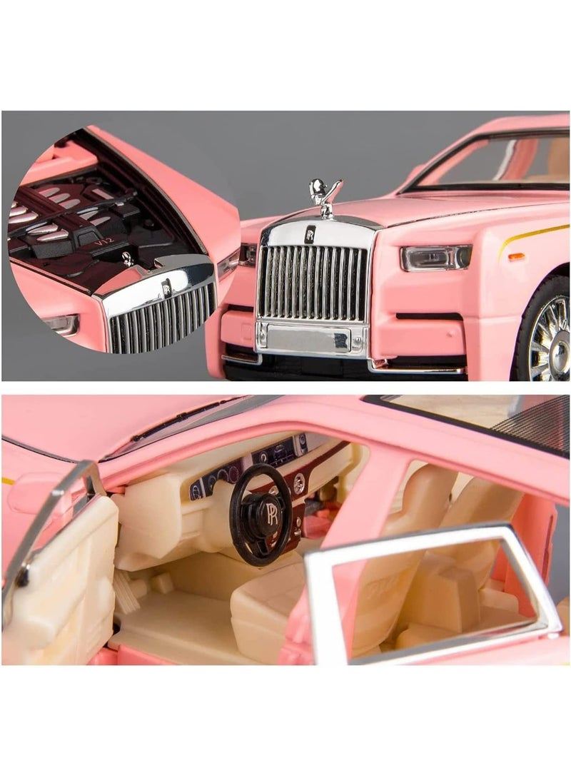 1:32 Rolls-Royce Phantom Diecast Toy Car - Pink SUV Model with Sound & Light, 6 Open Doors | Premium Rolls Royce Toy for Kids Boys & Girls | Collectible Gift for Children