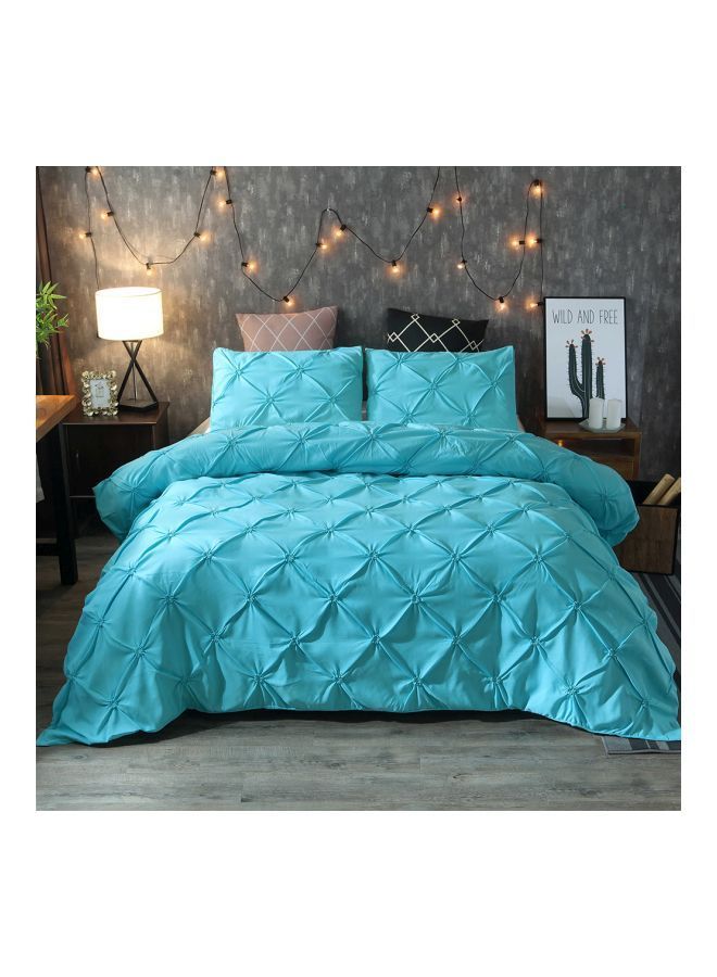 3-Piece Bed Sheet Set Polyester Blue Queen