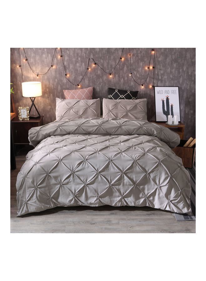 3-Piece Bed Sheet Set Polyester Grey King