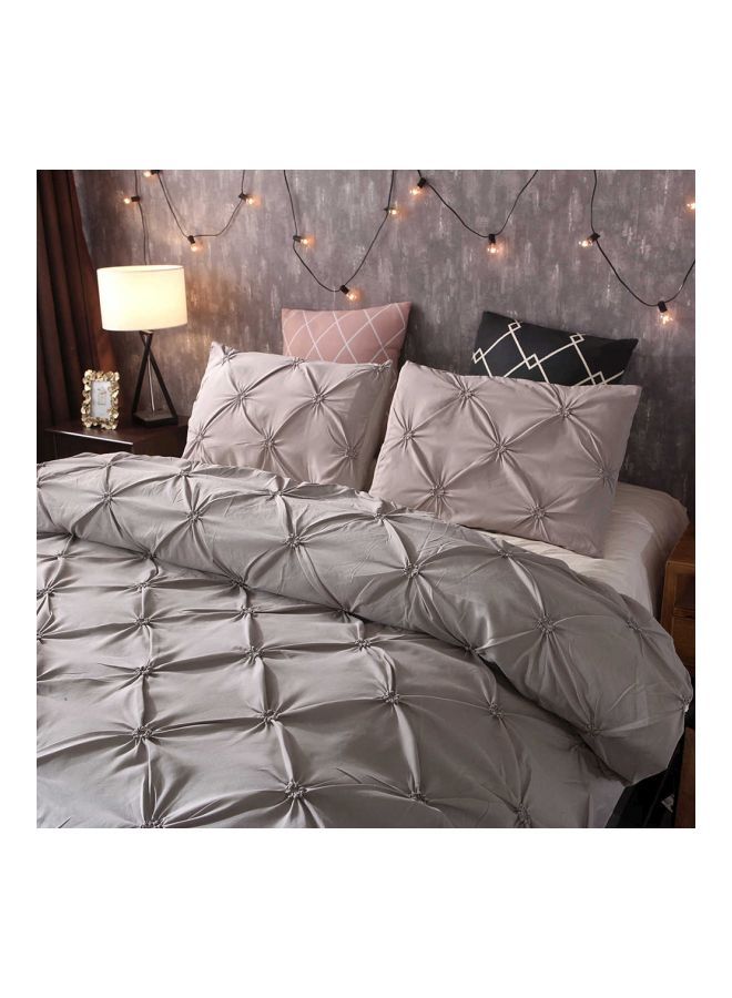 3-Piece Bed Sheet Set Polyester Grey King