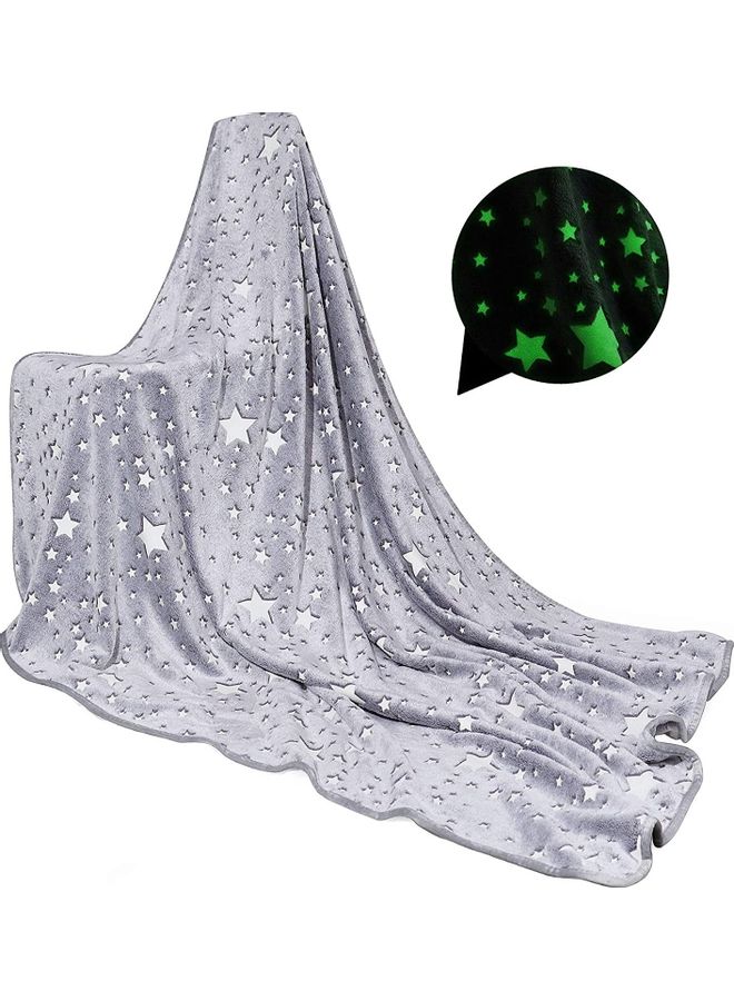 Warm and Cosy Glow In The Dark Blanket Cotton Grey 127 x 152cm