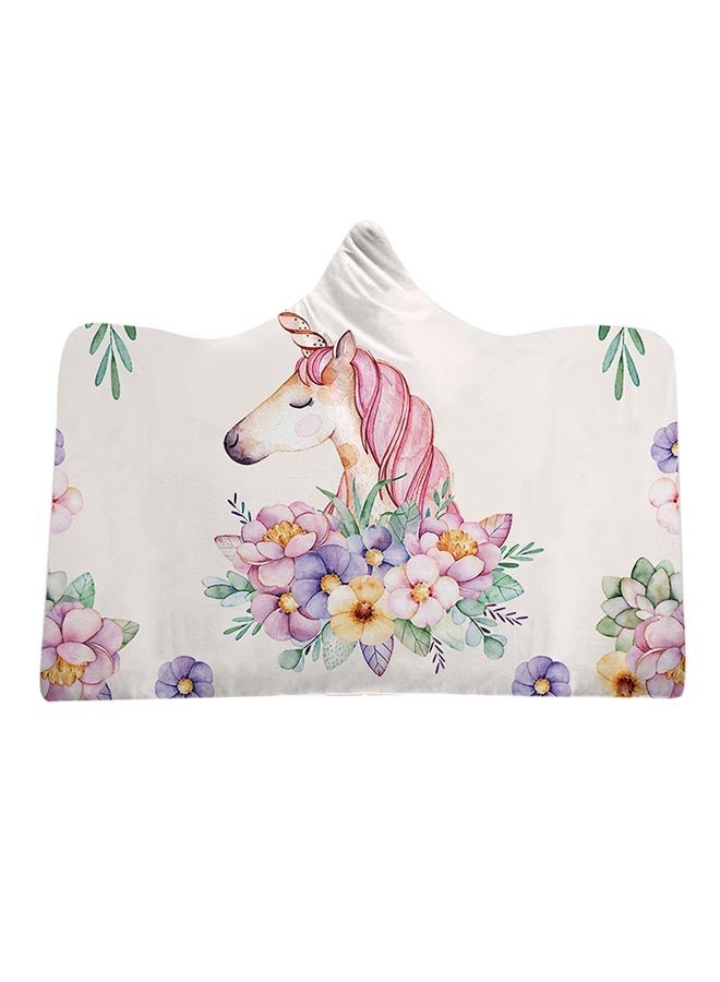 Cartoon Unicorn Hooded Blanket cotton Multicolour 150x200cm