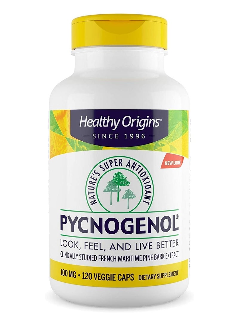 Pycnogenol 100 mg -Look,Feel And Live Better,Clinically Studied French Maritime Pine Bark Extract   120 Veggie Caps