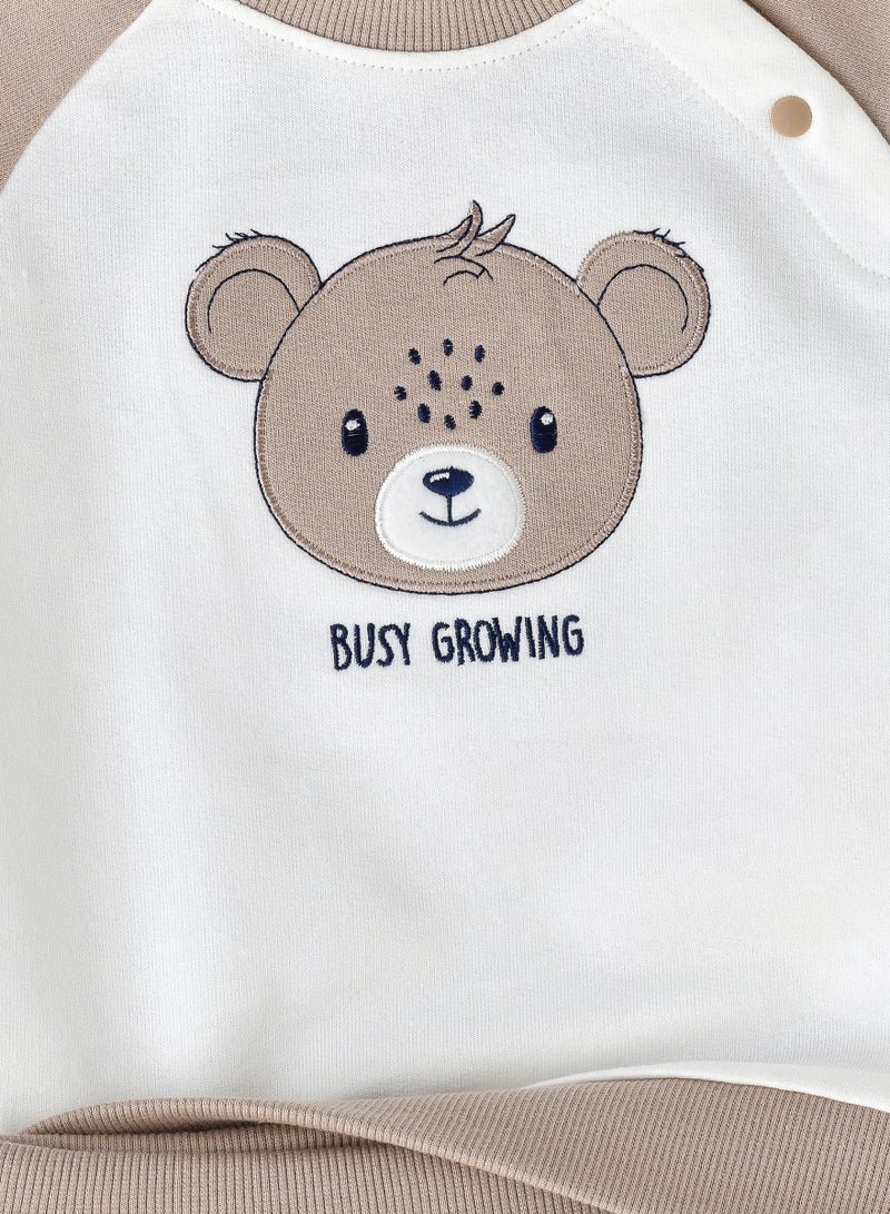 Baby Boy 'Busy Growing' Bear Sweatshirt and Jogger Set