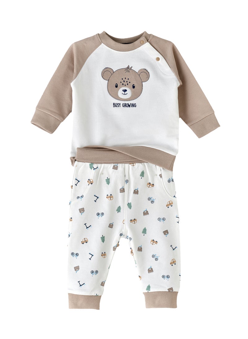 Baby Boy 'Busy Growing' Bear Sweatshirt and Jogger Set