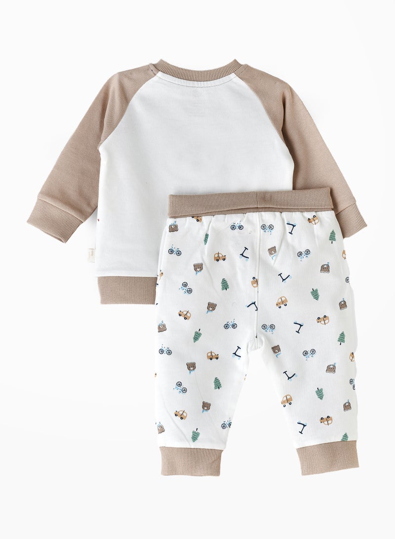 Baby Boy 'Busy Growing' Bear Sweatshirt and Jogger Set