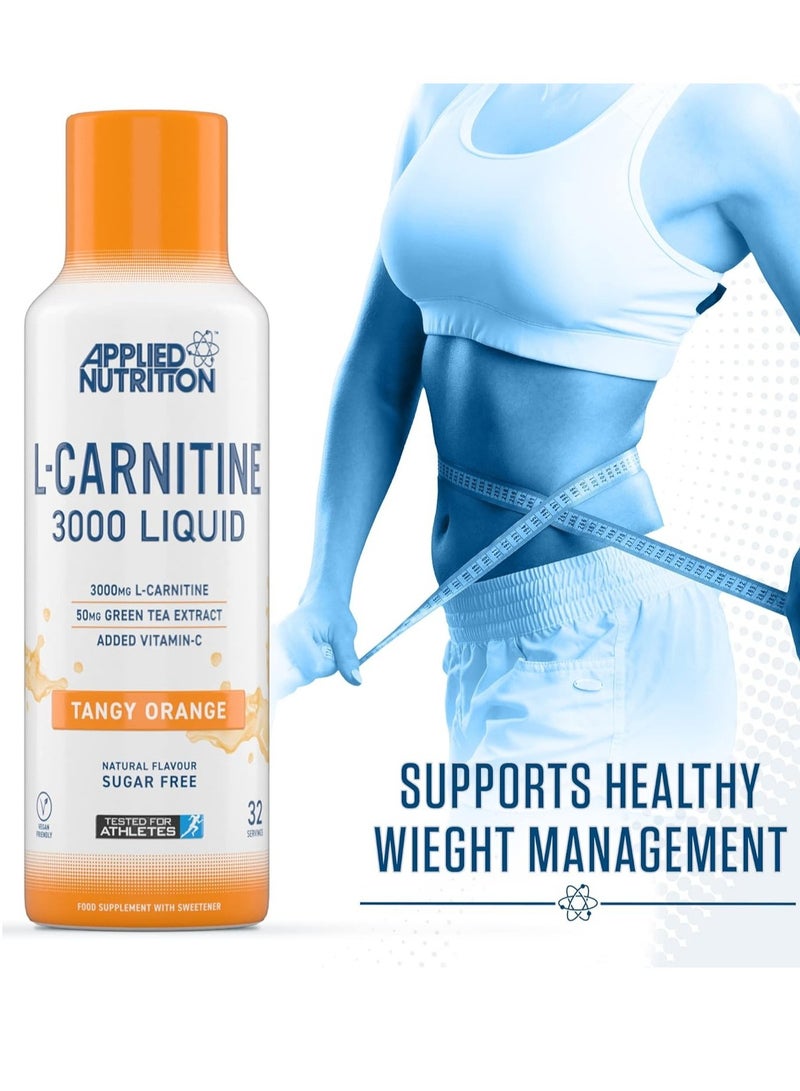 Applied Nutrition L-Carnitine 3000 Liquid, Tangy Orange Flavor