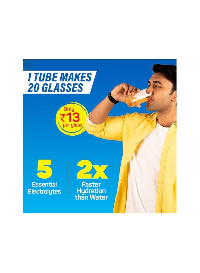 Fast&Up Reload (20 Litres) Low Sugar energy drink for Instant Hydration - 80 Effervescent Tablets with all 5 Essential Electrolytes + Added Vitamins - Certified Electrolytes Drink - Orange flavour