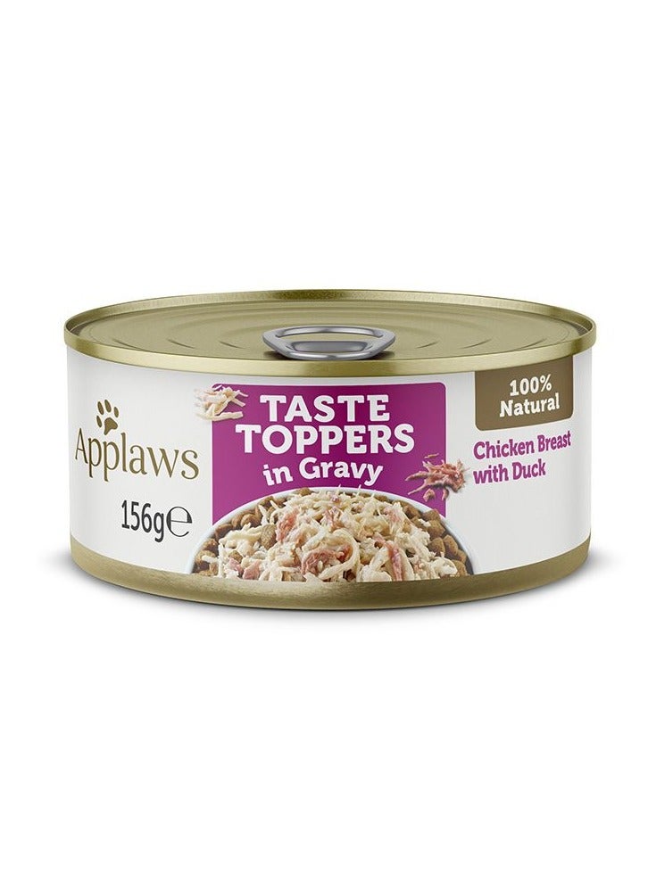 10 PC Applaws Taste Topper in Gravy Chicken Duck Dog Tin 156G