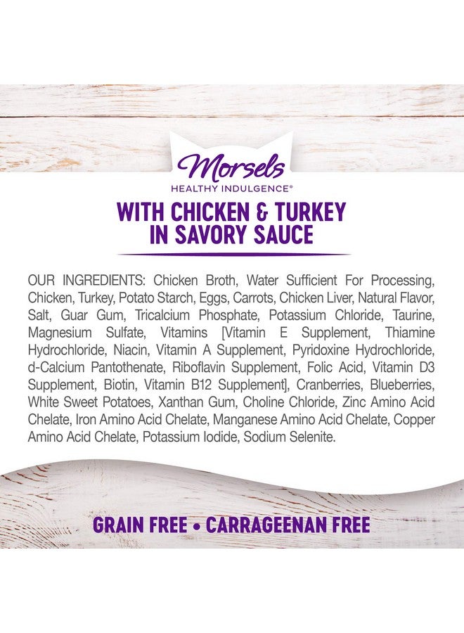 Healthy Indulgence Natural Grain Free Wet Cat Food, Morsels Chicken & Turkey, 3Ounce Pouch (Pack Of 24)