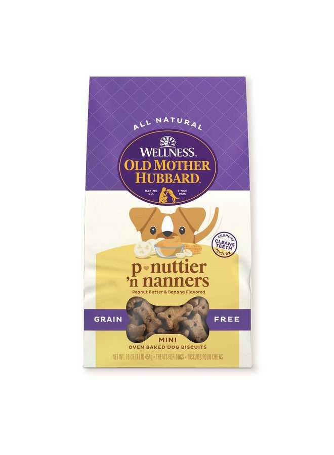 By Wellness Classic PNuttier 'N Nanners Grain Free Natural Dog Treats, Crunchy OvenBaked Biscuits, Ideal For Training, MiniSize, 16 Ounce Bag