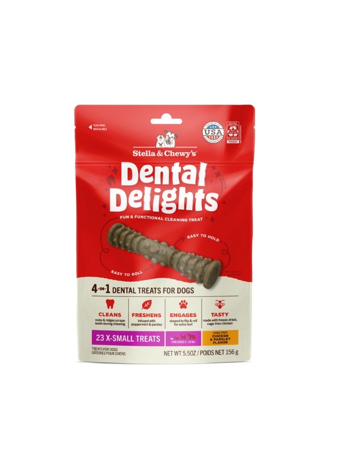 Stella & Chewys Dental Delights Extra Small 23 ct, Stella & Chewys dental treat, best dental treat, dog dental treat, freeze dried chicken treat, dog treat, dental treats for dogs, dog treat for bad breath, dog breath treat