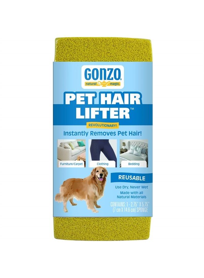 Gonzo Pet Hair Lifter - Remove Dog, Cat and Other Pet Hair from Furniture, Carpet, Bedding and Clothing - 1 Sponge