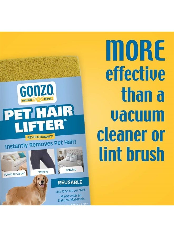 Gonzo Pet Hair Lifter - Remove Dog, Cat and Other Pet Hair from Furniture, Carpet, Bedding and Clothing - 1 Sponge