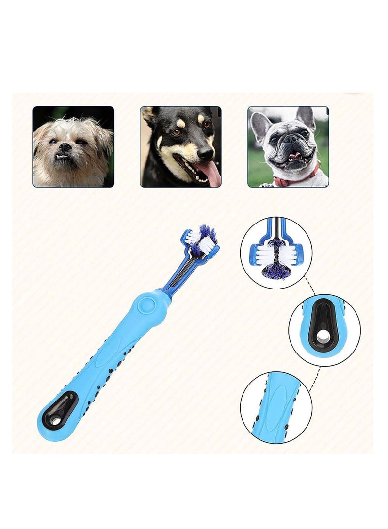 Pet Toothbrush, Dog Brush, Dog Cat Cleaning Mouth, Three Sided Pet Tooth Brush, Ergonomic Toothbrush for Teeth Cleaning, for Pet Breed Teeth Cleaning and Removing Bad Breath