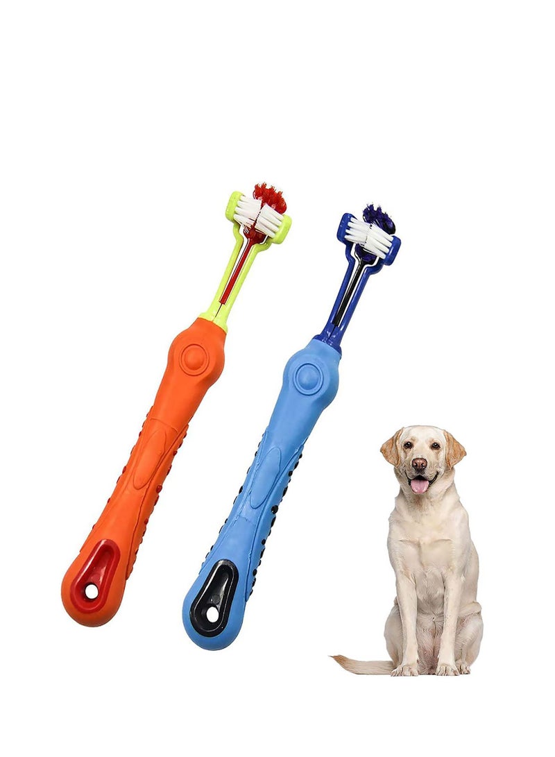 Pet Toothbrush, Dog Brush, Dog Cat Cleaning Mouth, Three Sided Pet Tooth Brush, Ergonomic Toothbrush for Teeth Cleaning, for Pet Breed Teeth Cleaning and Removing Bad Breath