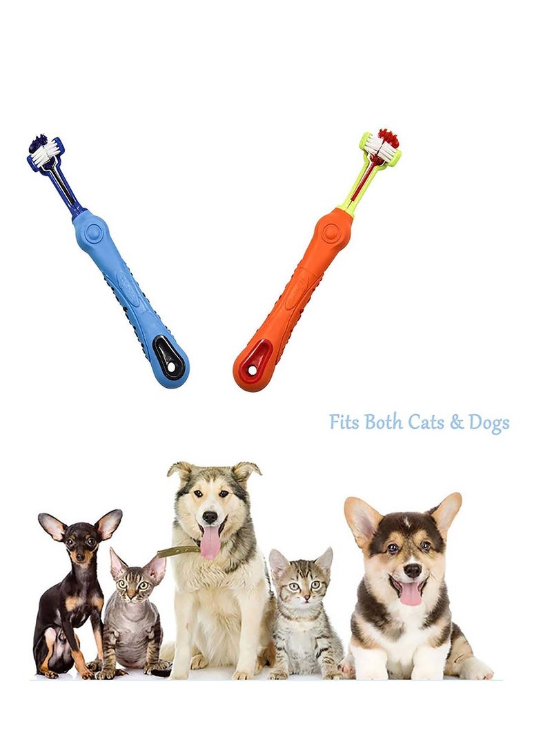 Pet Toothbrush, Dog Brush, Dog Cat Cleaning Mouth, Three Sided Pet Tooth Brush, Ergonomic Toothbrush for Teeth Cleaning, for Pet Breed Teeth Cleaning and Removing Bad Breath