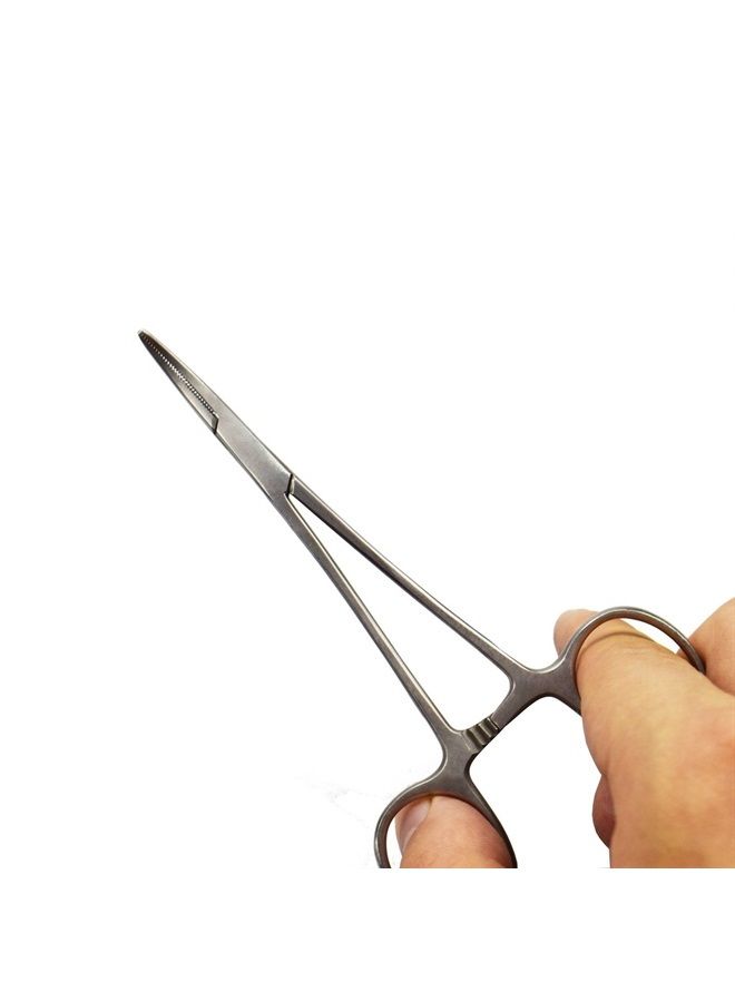 Professional Stainless Steel Pets Dogs Cats Hemostat Forceps Scissors Ear Hair Clamp Pulling Shears Plier Pet Dog Trimmer Accessories Curved Silver