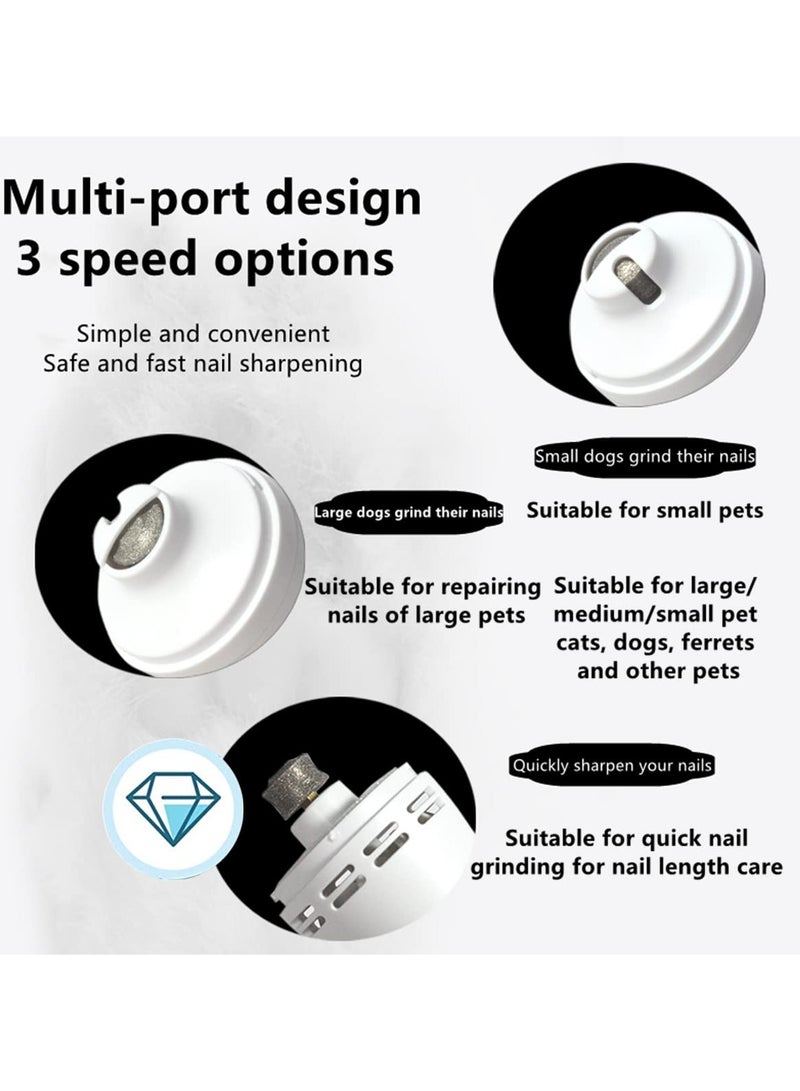 Professional Rechargeable Dog & Cat Nail Grinder - 3-Speed Quiet Trimmer for All Sizes, Safe & Easy Grooming