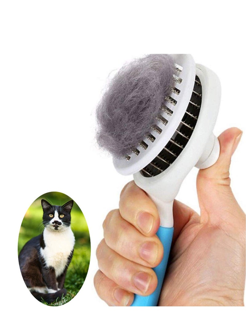 Cat Brush, Self Cleaning Slicker Brushes for Shedding and Grooming Removes Loose Undercoat, Mats and Tangled Hair Grooming Comb for Cats Dogs Brush Massage-Self Cleaning