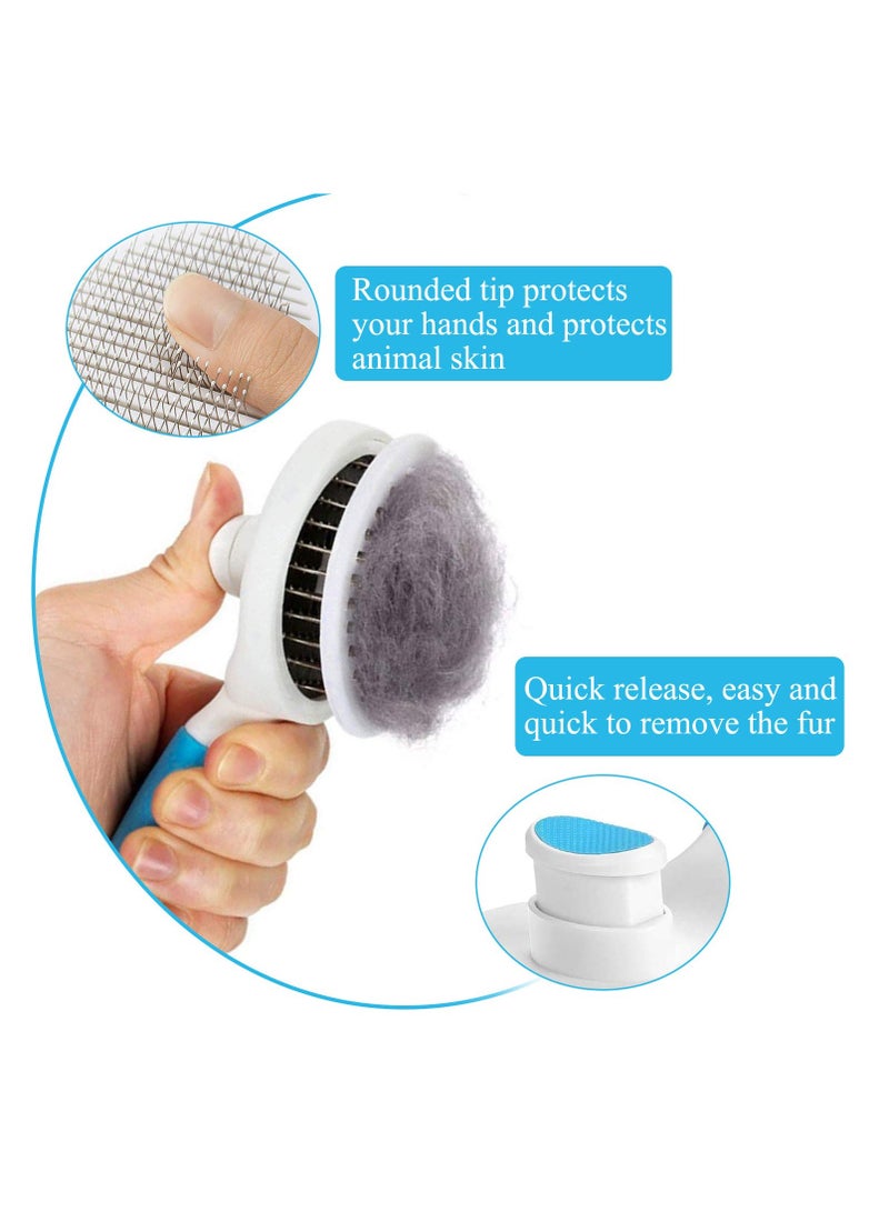 Cat Brush, Self Cleaning Slicker Brushes for Shedding and Grooming Removes Loose Undercoat, Mats and Tangled Hair Grooming Comb for Cats Dogs Brush Massage-Self Cleaning