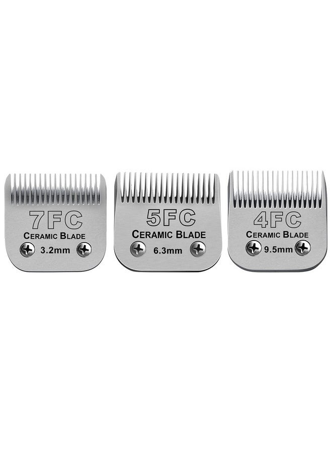 Size 7Fc/5Fc/4Fc Detachable Pet Dog Grooming Clipper Ceramic Blades Set,Compatible With Andis,Oster A5,Wahl Km Series Clippers,Cut Length 1/8