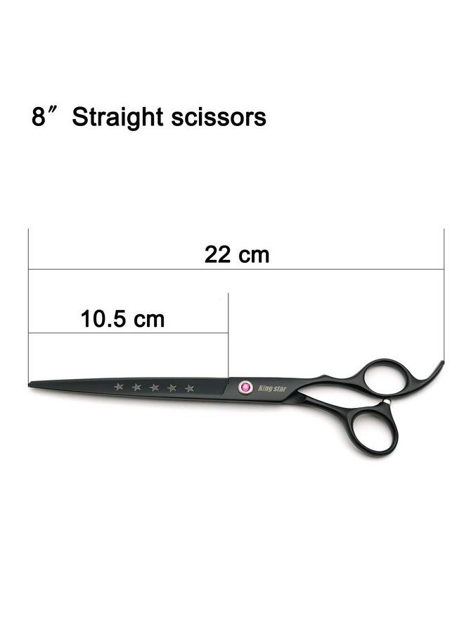8.0In. Matt Black Professional Pet Grooming Scissors Set,Straight & Thinning & Curved Scissors Set With Comb,Dog Grooming,A559