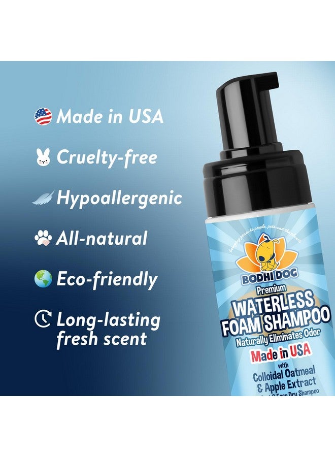 Waterless Foaming Shampoo | Natural Pet Shampoo For Dogs & Cats | Waterless Dry Shampoo For Bathless Cleaning | No Rinse Required | Made In Usa (Oatmeal, 8Oz)