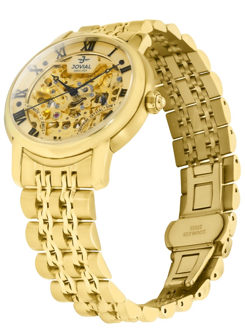 Men's Fashion metal band watch, 40mm, Gold