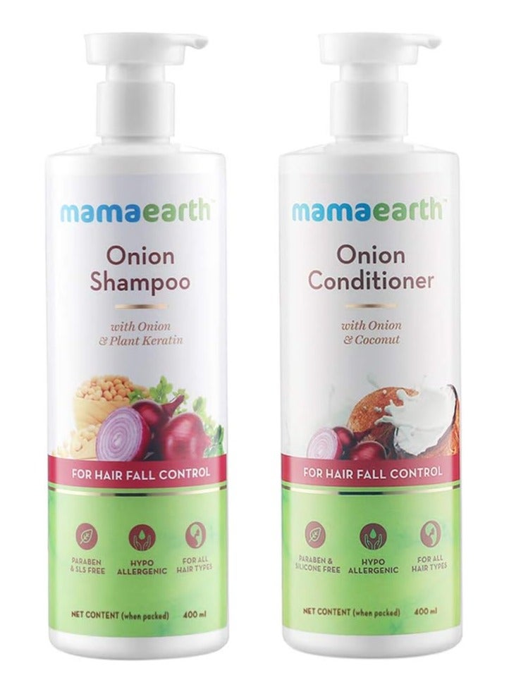 Mamaearth Hair Fall Control Combo(Onion Shampoo, 400ml + Onion Conditioner, 400ml)