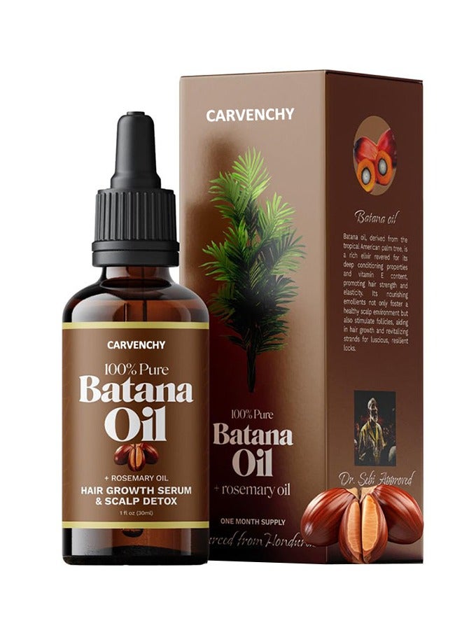 Batana Oil Rosemary Oil Hair Growth Serum - Nourish Scalp & Detox for Strong & Healthy Hair 100% Organic Batana Oil from Honduras with Rosemary - Reduce Hair Loss & Detox Your Scalp 30ml