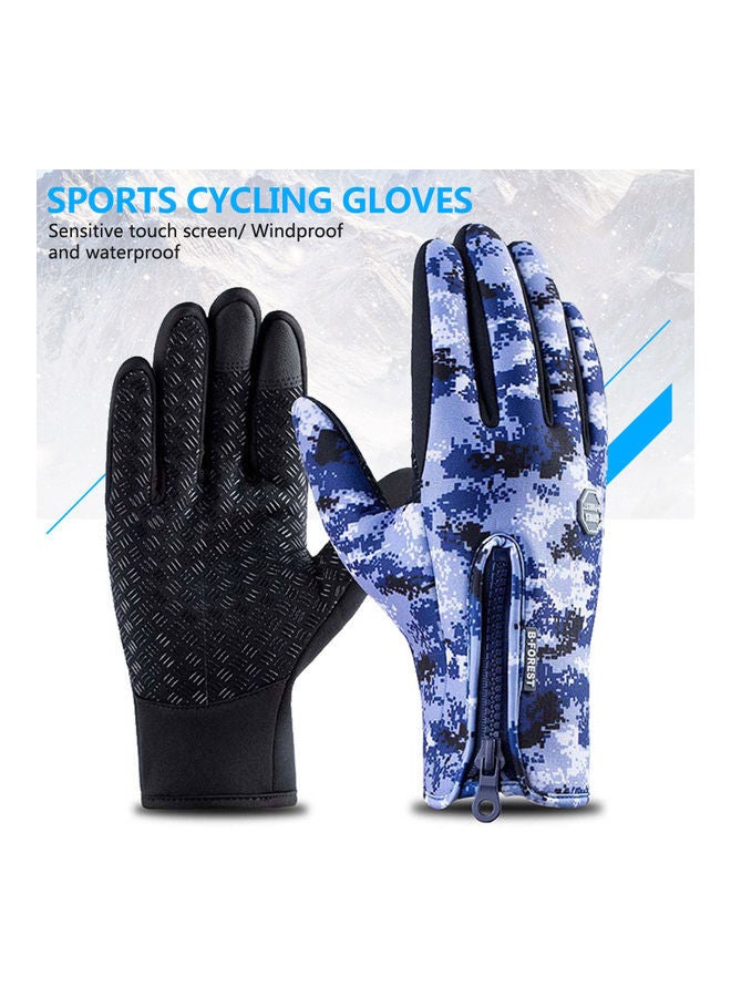 Zipper Winter Running Cycling, Thermal Hand Warmers Gloves Purple，L Size 27.00 x 3.00 15.00cm