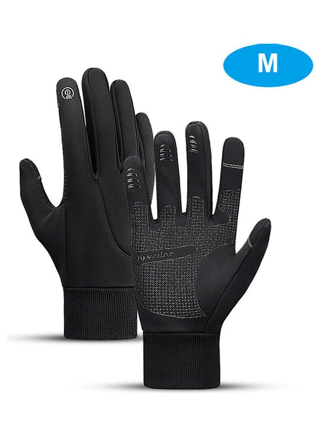 Pair Of Anti-Slip Elastic Sleeve Design Hand Warmer Cycling Gloves M