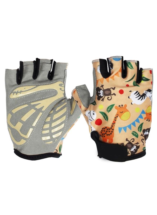 Stylish Children Kids Cycling Half Finger Protection Gloves