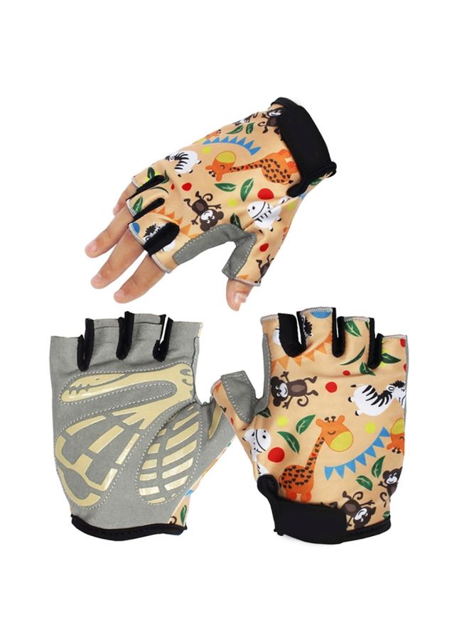 Stylish Children Kids Cycling Half Finger Protection Gloves