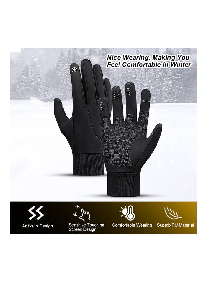 Pair Of Anti-Slip Elastic Sleeve Design Hand Warmer Cycling Gloves XL