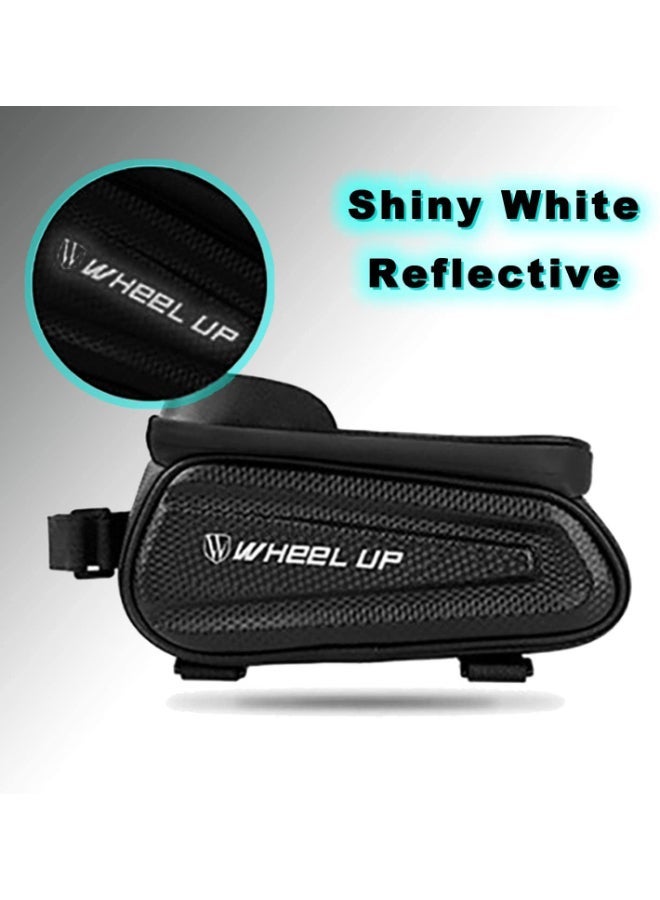 Waterproof Pouch Bike Bag Bicycle Front Handlebar Frame, Touch Screen Mobile Phone Mount Holder Basket with Storage up to 7