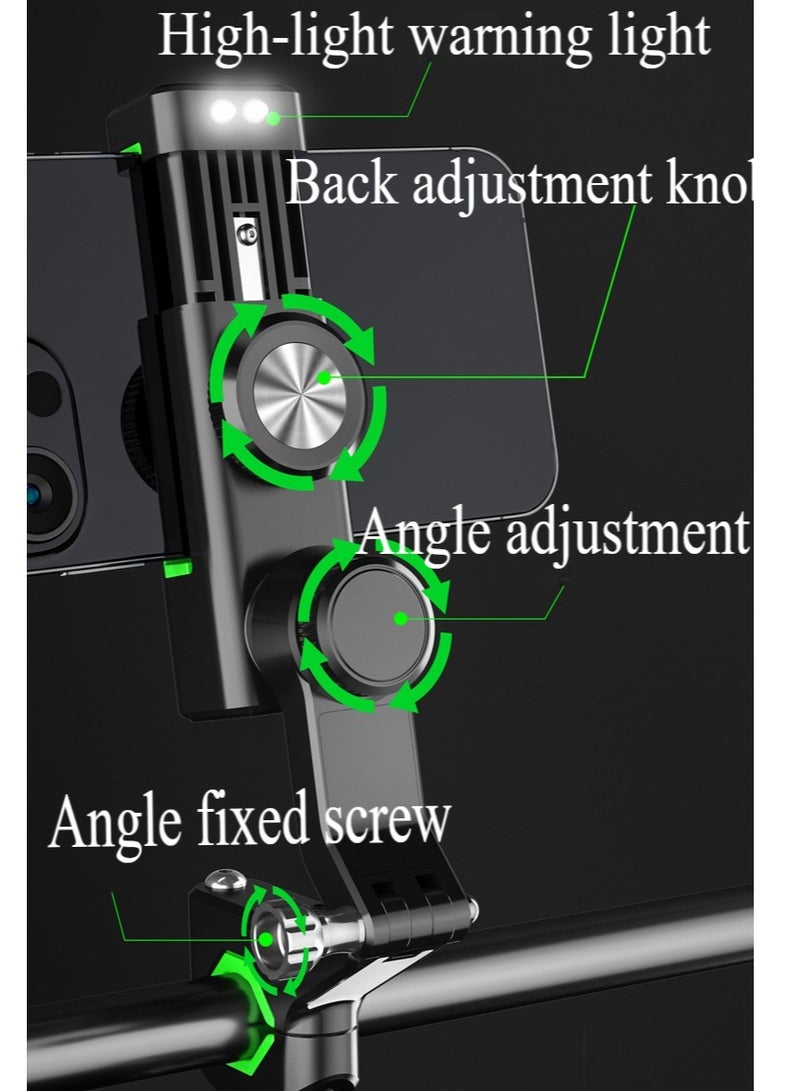 Bike Phone Holder Adjustable Anti-Shake & Stabilize 360° Rotation Motorcycle Phone Holder Bike Phone Holder with Light Flashlight Anti-Off Phone Holder