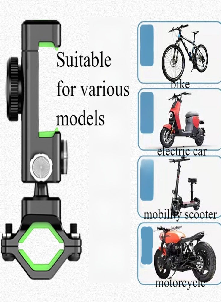 Bike Phone Holder Adjustable Anti-Shake & Stabilize 360° Rotation Motorcycle Phone Holder Bike Phone Holder with Light Flashlight Anti-Off Phone Holder