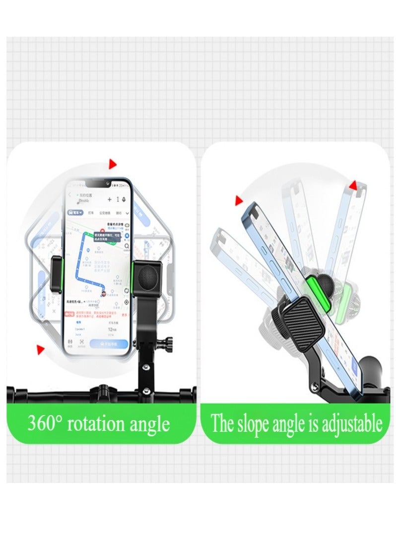 Bike Phone Holder Adjustable Anti-Shake & Stabilize 360° Rotation Motorcycle Phone Holder Bike Phone Holder with Light Flashlight Anti-Off Phone Holder