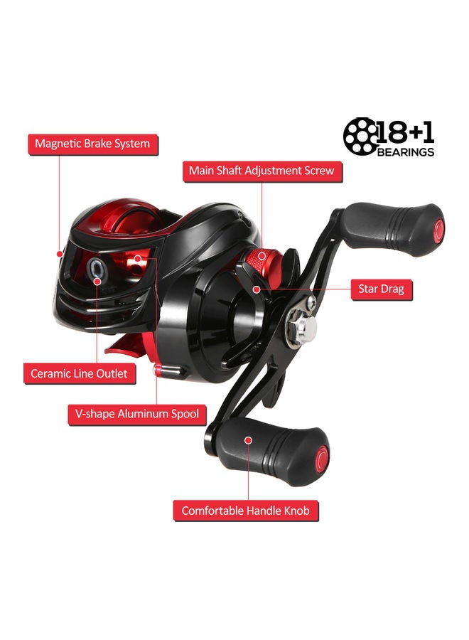 18+1BB Ball Bearings Baitcasting Fishing Reel Left Hand 14 x 7.4 12cm