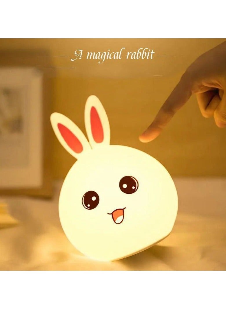 Kids Night Light Rabbit Silicone LED Rechargeable Decorative USB Nursery Night Lamp Decompression Light Nightstand Desk Table